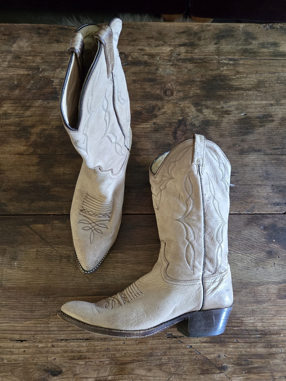 Vintage Tan Dan Post Leather Western Cowboy Boots 10D USA Made